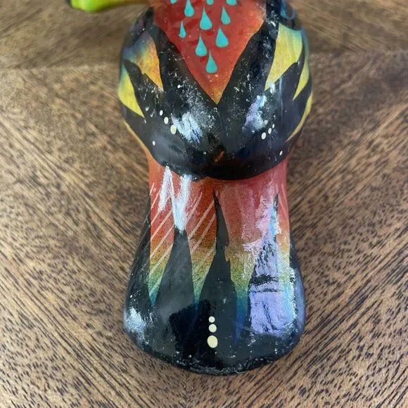 Vtg Hand Painted Folk Art Ceramic Bird Toucan 5” Colorful Mexican READ No Hanger - Picture 2 of 11